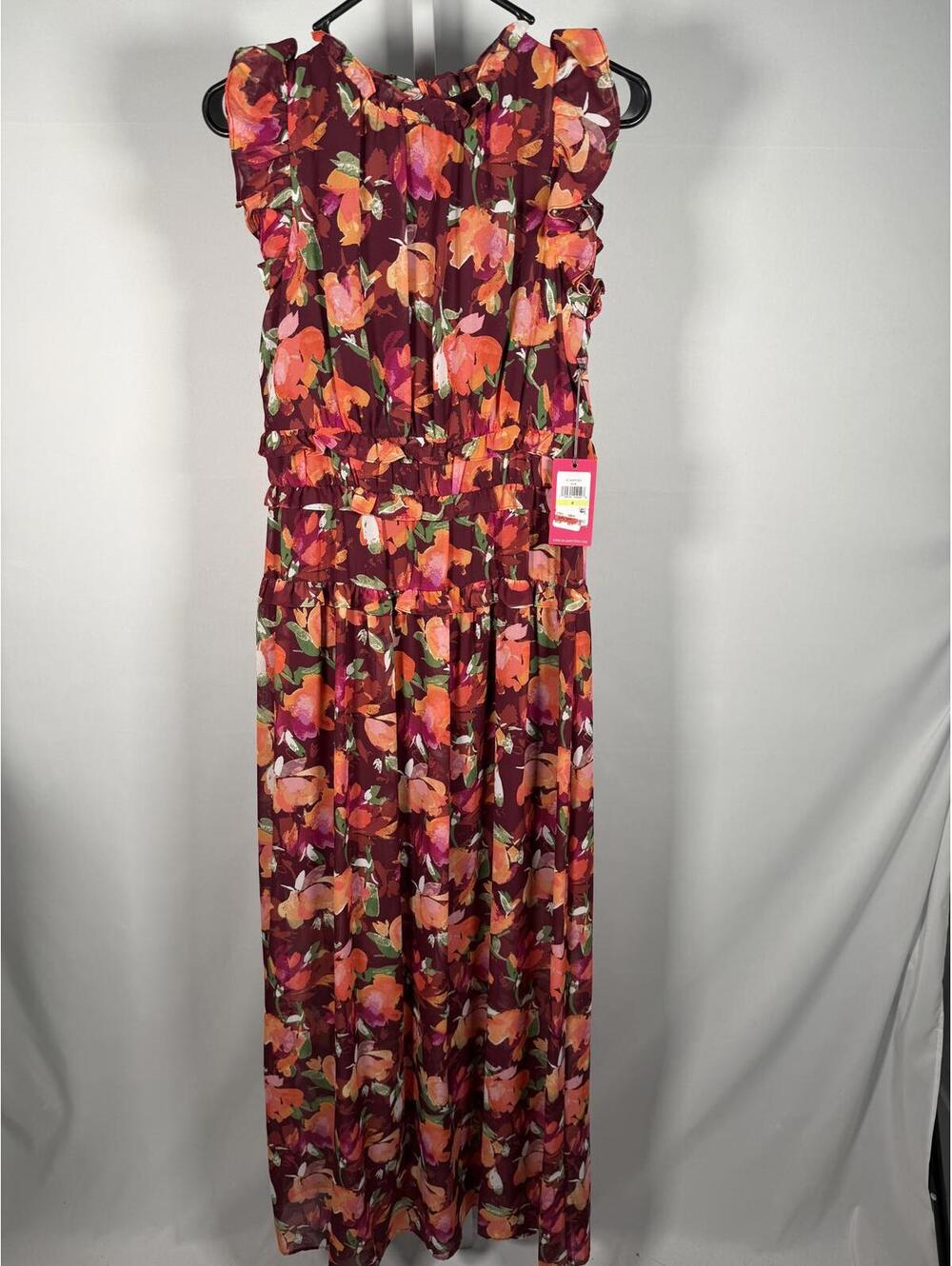 NWT Vince Camuto Floral Ruffle Maxi Dress Size 4 - Picture 2 of 7